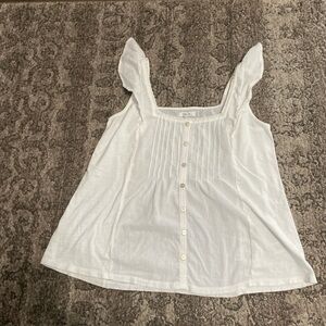 Maurices White Button-Front Ruffle Strap Blouse